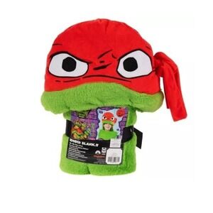 TMNT Teenage Mutant Ninja Turtles Hooded Kids Blanket Raphael Raph Red Fleece